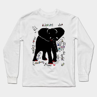 Black Elephant with Red Toenails Long Sleeve T-Shirt